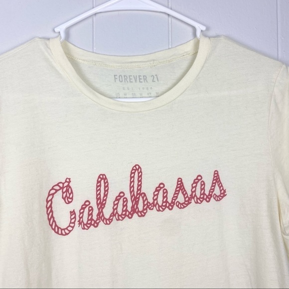 Forever 21 Light Yellow Calabasas Graphic T-shirt - Picture 2 of 5
